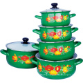 5PCS Enamel Casserole Set with Flower Printed